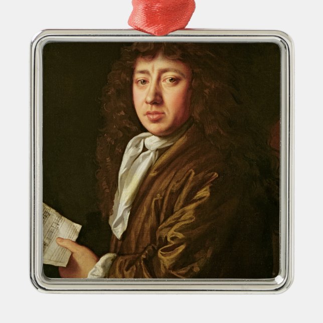 Porträtt av Samuel Pepys 1666 Julgransprydnad Metall (Framsidan)