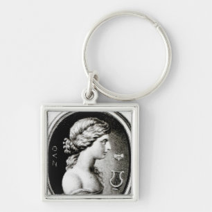 Porträtt av Sappho Fyrkantig Silverfärgad Nyckelring