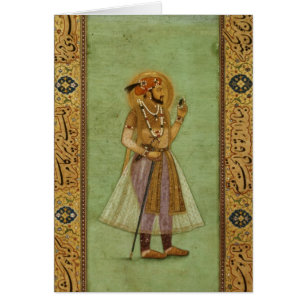 Porträtt av schahen Jahan, 1631, Mughal Hälsningskort