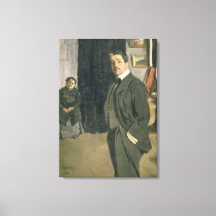 Porträtt av Sergei Pavlovich Diaghilev Canvastryck