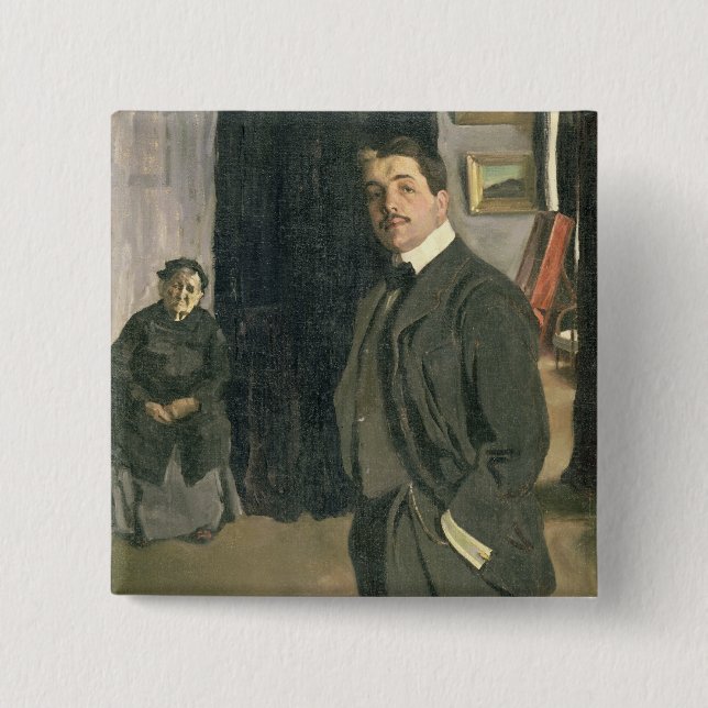 Porträtt av Sergei Pavlovich Diaghilev Knapp (Framsida)