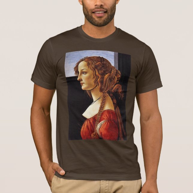 Porträtt av Simonetta Vespucci av Botticelli Sandr T-shirt (Framsida)