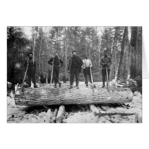 Porträtt av skogshuggare, 1890 hälsningskort