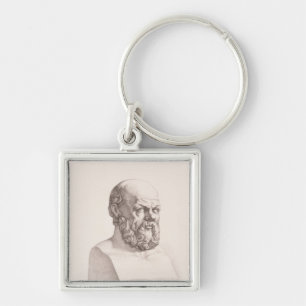 Porträtt av Socrates Fyrkantig Silverfärgad Nyckelring