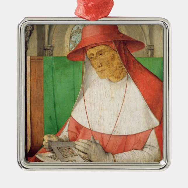 Porträtt av St Jerome c.1475 Julgransprydnad Metall (Framsidan)