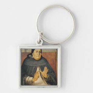 Porträtt av St Thomas Aquinas c.1475 Fyrkantig Silverfärgad Nyckelring
