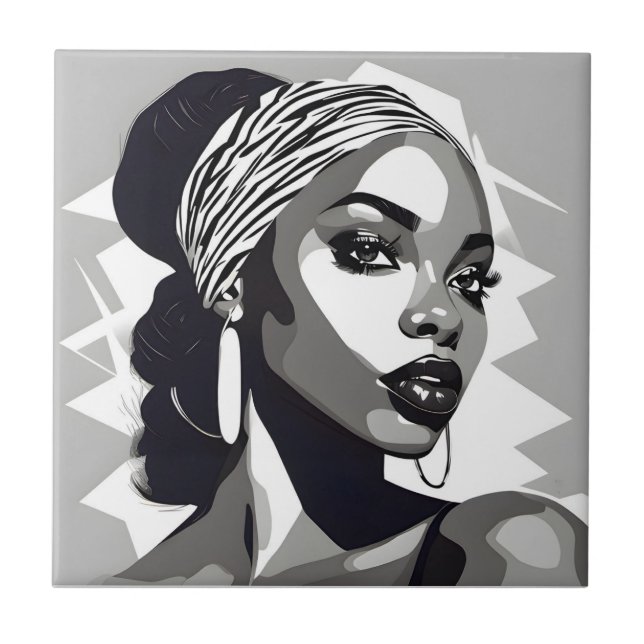 Porträtt av svarta kvinnor kakelplatta (Framsidan)