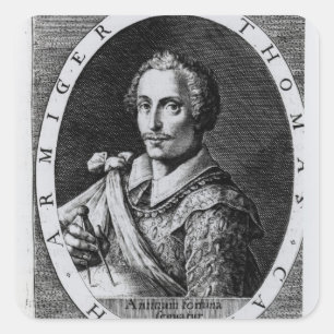 Porträtt av Thomas Cavendish Fyrkantigt Klistermärke