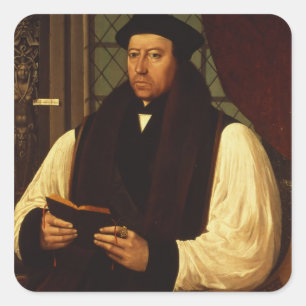 Porträtt av Thomas Cranmer 1546 Fyrkantigt Klistermärke