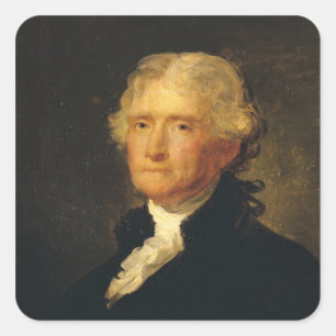 Porträtt av Thomas Jefferson Fyrkantigt Klistermärke