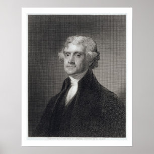 Porträtt av Thomas Jefferson som inristas av Henr Poster