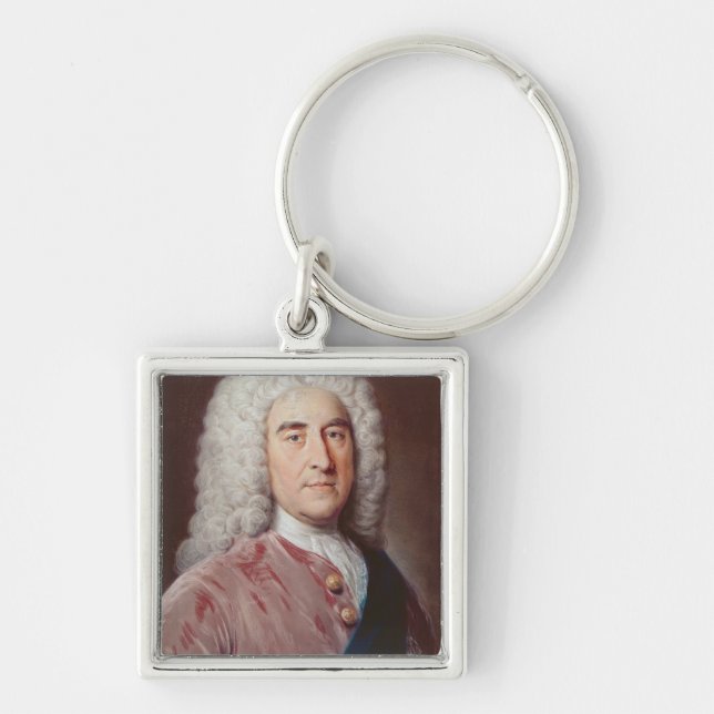 Porträtt av Thomas Pelham Holles Fyrkantig Silverfärgad Nyckelring (Framsidan)