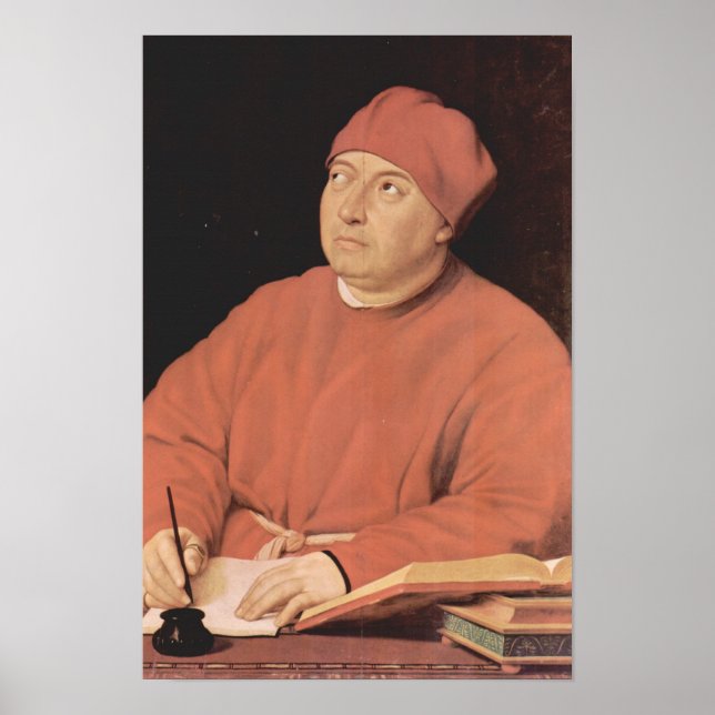 Porträtt av Tommaso 'Fedra' Inghirami av Raphael Poster (Framsidan)