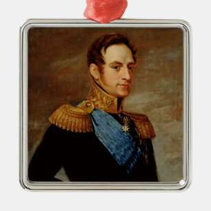 Porträtt av tsaren Nicholas mig 1826 Julgransprydnad Metall
