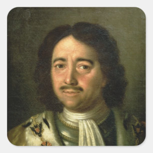 Porträtt av tsaren Peter mig den underbara 1772en Fyrkantigt Klistermärke