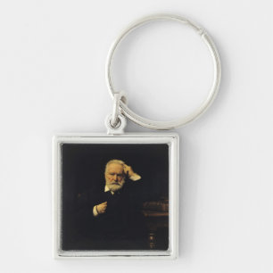 Porträtt av Victor Hugo 1879 Fyrkantig Silverfärgad Nyckelring