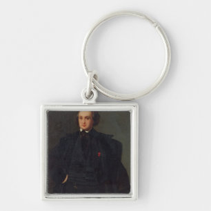 Porträtt av Victor Hugo, c.1833 Fyrkantig Silverfärgad Nyckelring