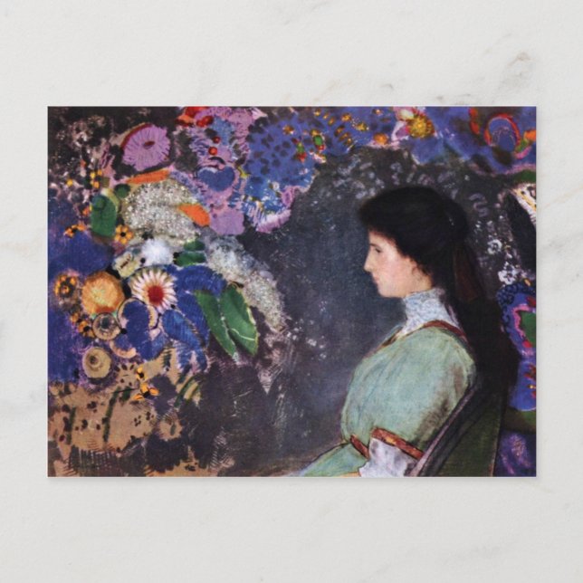 Porträtt av Violette Heymann av Odilon Redon Vykort (Framsida)