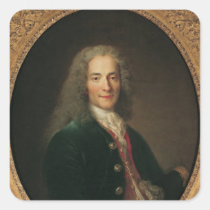 Porträtt av Voltaire efter 1718 Fyrkantigt Klistermärke