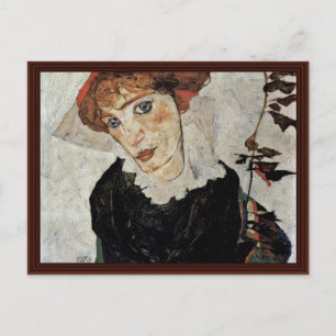 Porträtt av Wally av Schiele Egon Vykort