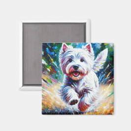 Porträtt av West Highland White Terrier "Westie" H Magnet
