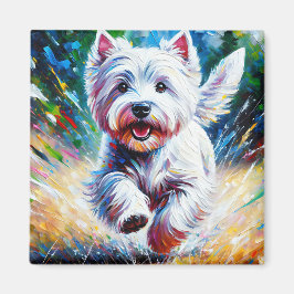 Porträtt av West Highland White Terrier "Westie" H Magnet