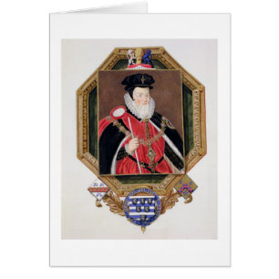 Porträtt av William Cecil (1520-98) 1st Baron Hälsningskort