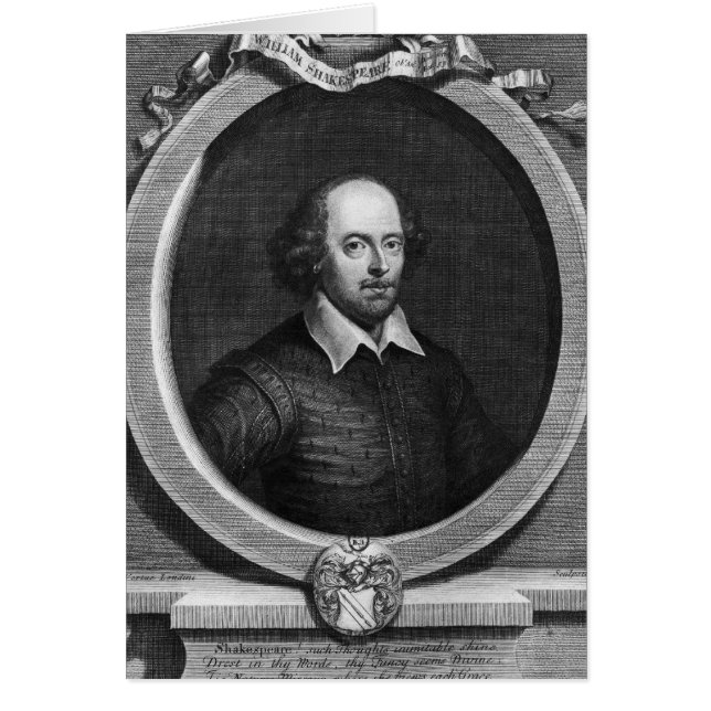 Porträtt av William Shakespeare 1719 Hälsningskort (Framsidan)
