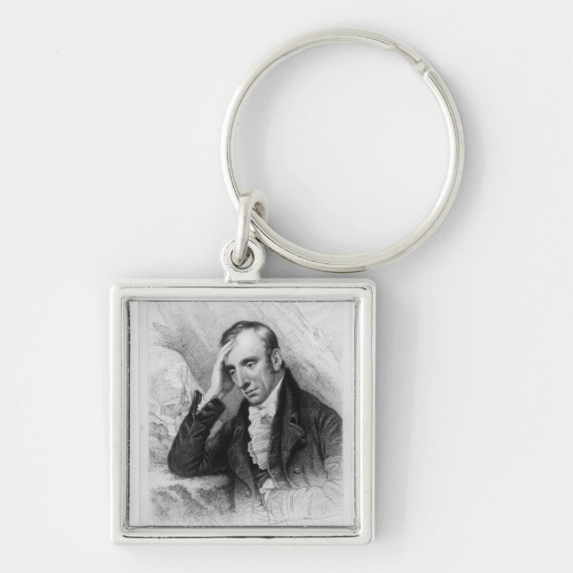 Porträtt av William Wordsworth Fyrkantig Silverfärgad Nyckelring (Framsidan)