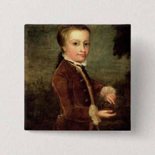Porträtt av Wolfgang Amadeus Mozart åldrades Knapp