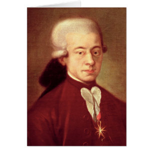 Porträtt av Wolfgang Amadeus Mozart efter 1770 Hälsningskort