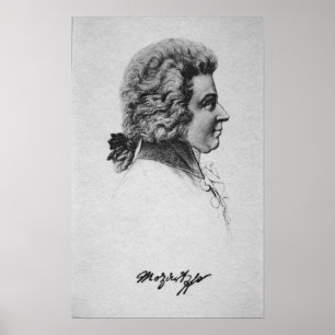 Porträtt av Wolfgang Amadeus Mozart Poster