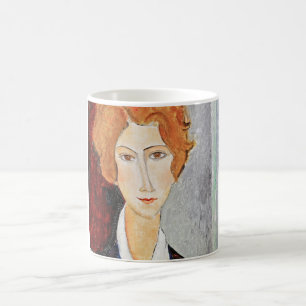 Porträtt av Woman, Modigliani Kaffemugg