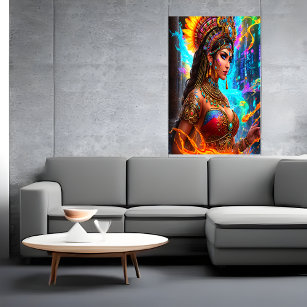 Porträtt: Aztec Goddess Chalchiuhtlicue   AI Art Poster