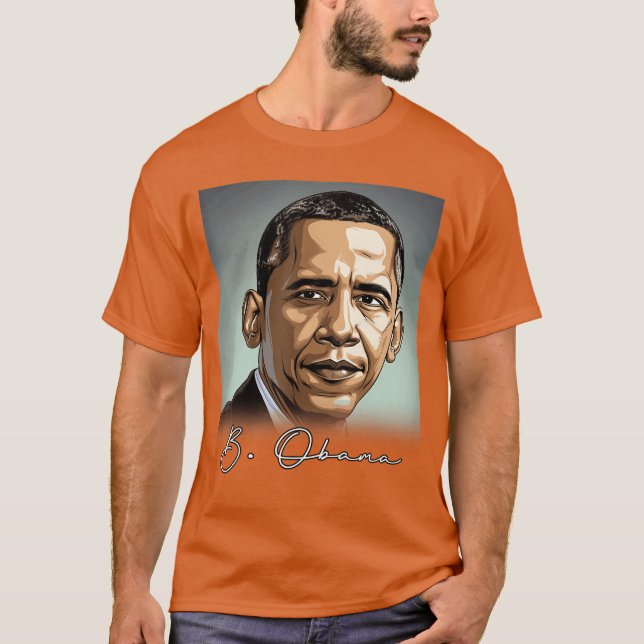 Porträtt Barack Obama Patriotisk T Shirt (Framsida)