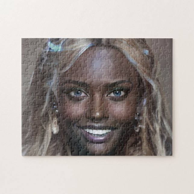 Porträtt Brunette Blonde Smile Teeth Young Woman Pussel (Horisontell)