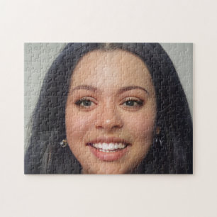 Porträtt Brunette Hair Smile Young Woman Pussel