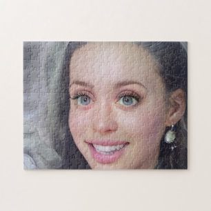 Porträtt Brunette Hair Smile Young Woman Pussel