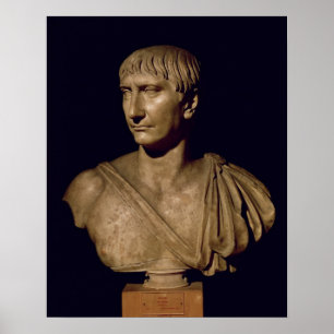 Porträtt bust av kejsare Trajan Poster