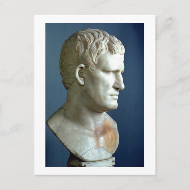 Porträtt bust of Agrippa (63-12 BC) Roman (marble) Vykort (Framsida)