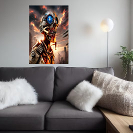Porträtt Cyberpunk skelett | AI Art Poster