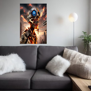 Porträtt Cyberpunk skelett AI Art Poster