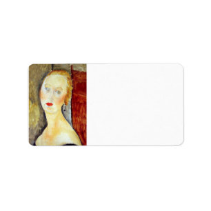 porträtt de Germaine Survage av Amedeo Modigliani Adressetikett