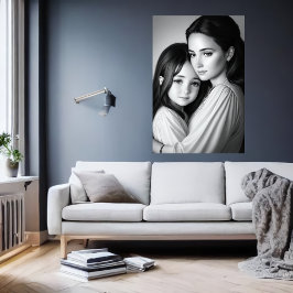 Porträtt familj mor och dotter | AI Art Poster