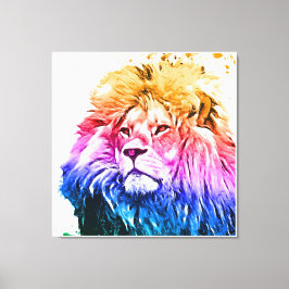 Porträtt, färgat Lejont huvud Canvastryck