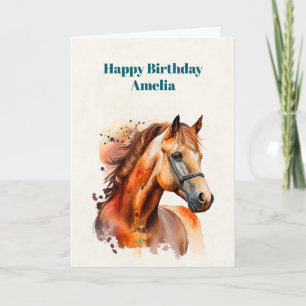 Porträtt födelsedag för vackra Sorrel Horse Kort
