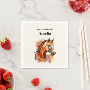 Porträtt födelsedag för vackra Sorrel Horse Pappersservett