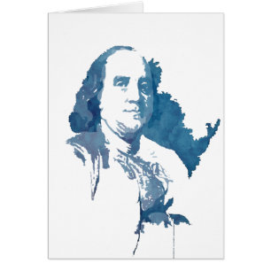 Porträtt för Ben Franklin popkonst i blått Hälsningskort