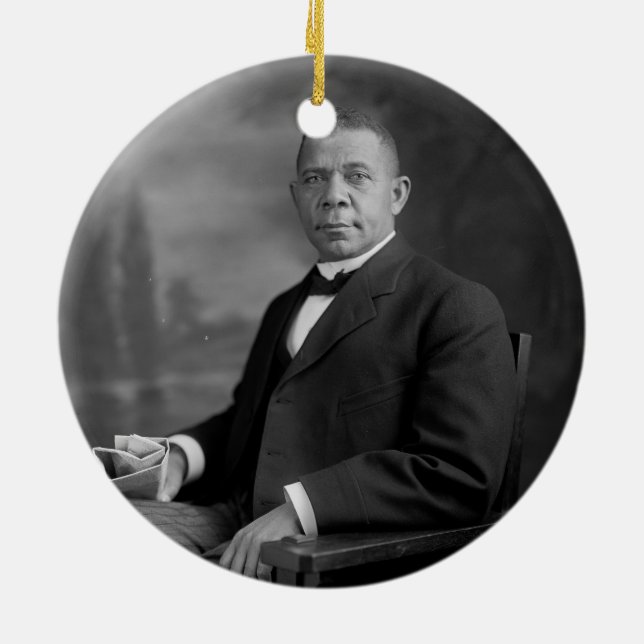Porträtt för Booker T. Washington vid Harris & Julgransprydnad Keramik (Baksidan)