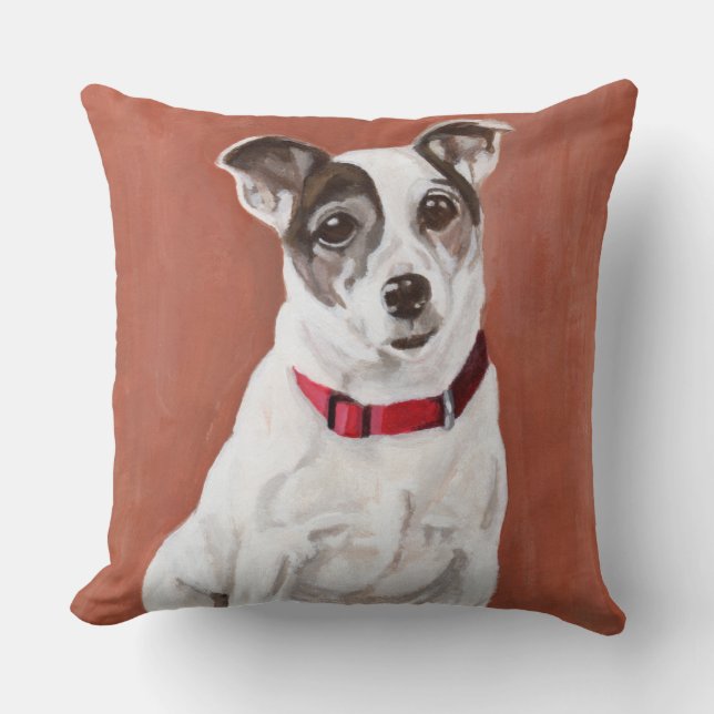Porträtt för den jackRussell terrieren kudder Kudde (Framsida)